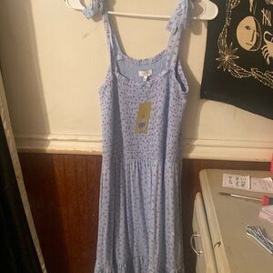 Cherry blue strapped dress